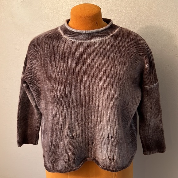F Cashmere 100% cashmere oversized cropped sweater hand painted size small - Picture 11 of 11